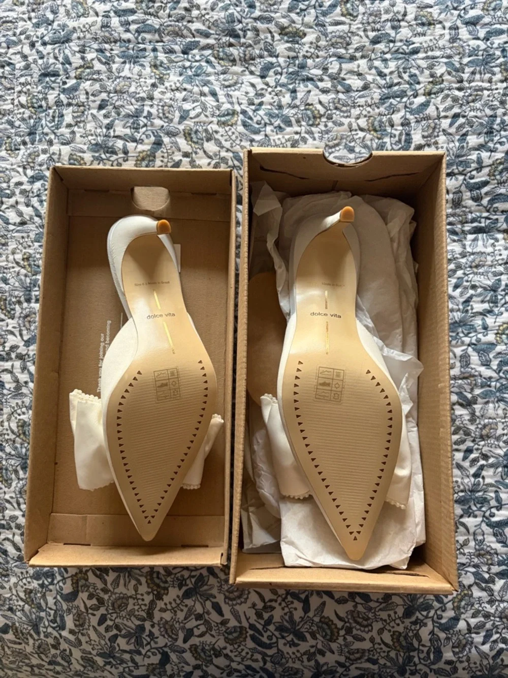 Dolce Vita White/Ivory Satin Bow Heels - Picture 4 of 7
